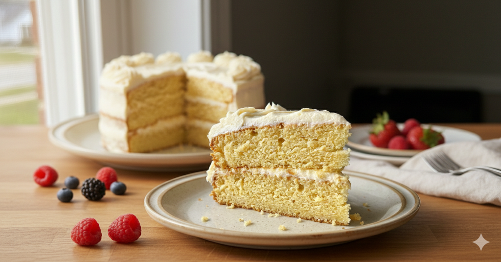 Close-up of moist box cake crumb showing soft, bakery-quality texture