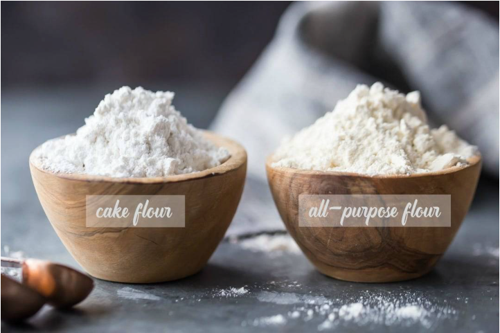 cake flour vs all-purpose flour texture comparison side by side