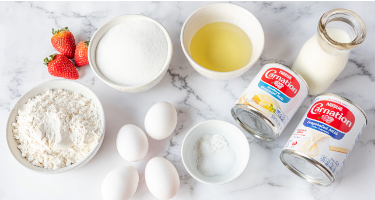 three types of milk for tres leches cake evaporated condensed and whole milk