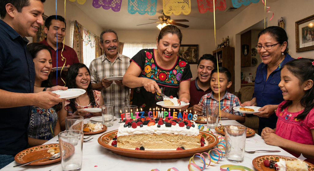tres leches cake at Latin American birthday celebration