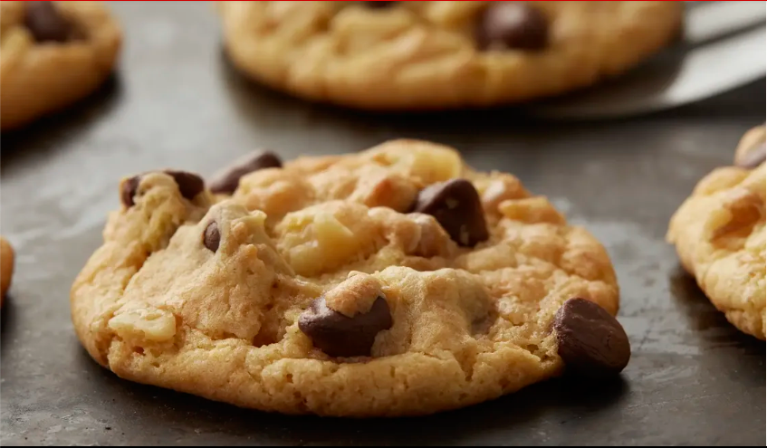 Stack of soft chewy cookies made with cake mix and chocolate chips